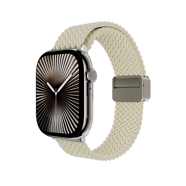 MAGEASY BRAIDED NYLON MAGNETIC APPLE WATCH LOOP FOR APPLE WATCH 44/45/46/49MM – STARLIGHT WHITE - Image 2