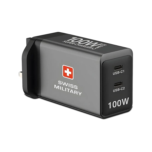 SWISS MILITARY AC ADAPTER GANII 100W – 2C PORTS WITH CABLE - Image 3