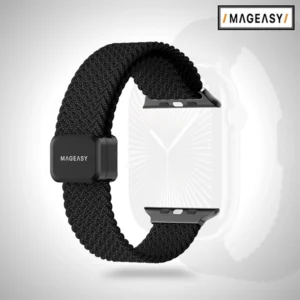 MAGEASY BRAIDED NYLON MAGNETIC APPLE WATCH LOOP FOR APPLE WATCH 44/45/46/49MM – GRAPHITE GRAY