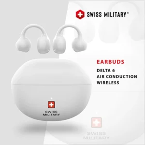 SWISS MILITARY DELTA 6 AIR CONDUCTION WIRELESS STEREO EARBUDS WHITE