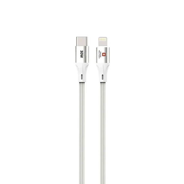 SWISS MILITARY 30W C TO LIGHTNING BRAIDED CABLE – 1M WHITE - Image 2