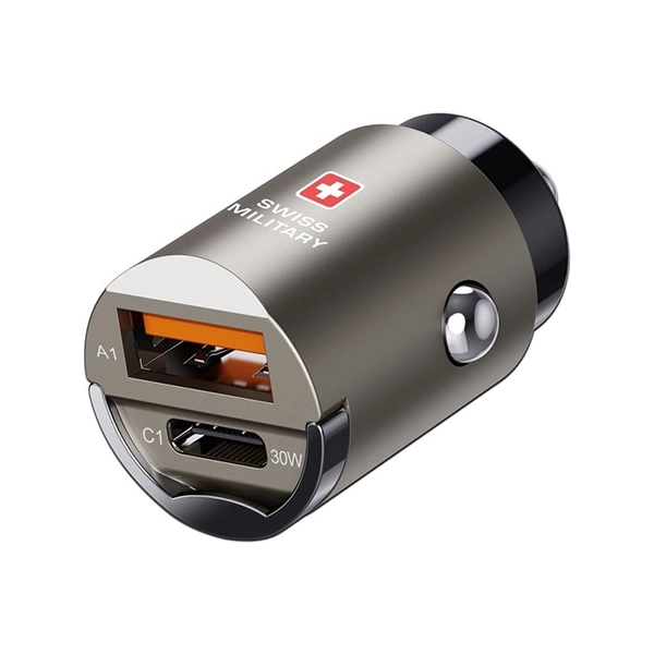 SWISS MILITARY 30W PD CAR CHARGER – USB-C AND USB-A WITH BRAIDED CABLE - Image 3