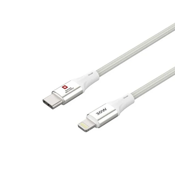 SWISS MILITARY 30W C TO LIGHTNING BRAIDED CABLE – 1M WHITE - Image 3