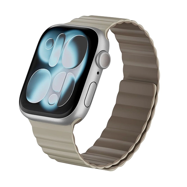 MAGEASY SKIN DUO REVERSIBLE SILICONE MAGNETIC APPLE WATCH BAND FOR APPLE WATCH 44/45/46/49MM – STARLIGHT/MOCHA - Image 4