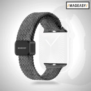 MAGEASY BRAIDED NYLON MAGNETIC APPLE WATCH LOOP FOR APPLE WATCH 44/45/46/49MM – WEAVE GRAY