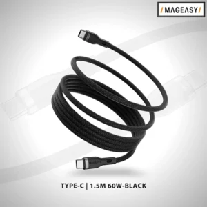 MAGEASY MAGNETIC WIRE FAST CHARGING AND SYNC CABLE USB-C 60W 1.5 METER – BLACK