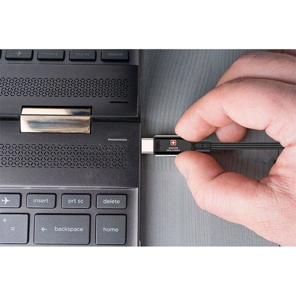 SWISS MILITARY 60W C TO C BRAIDED CABLE – 1M BLACK - Image 4