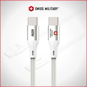 SWISS MILITARY 60W C TO C BRAIDED CABLE – 1M WHITE