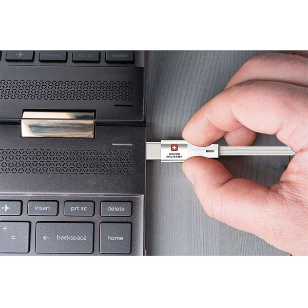 SWISS MILITARY 60W C TO C BRAIDED CABLE – 1M WHITE - Image 4