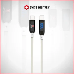 SWISS MILITARY 100W TYPE-C TO TYPE-C PREMIUM BRAIDED CABLE – 2M WHITE