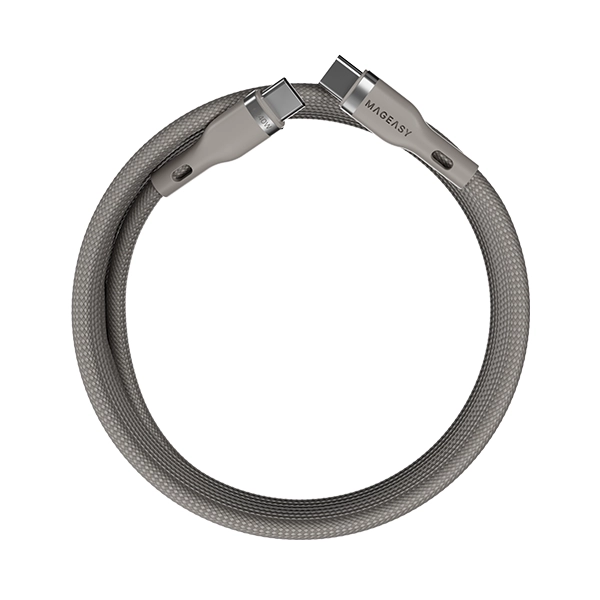 MAGEASY MAGNETIC WIRE FAST CHARGING/SYNC CABLE TYPE-C | 2M 240W-GRAY - Image 4