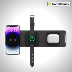 SWITCHEASY TRIOCHARGE PORTABLE 3 IN 1 CHARGER COMPATIBLE WITH MAGSAFE – BLACK