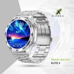 XCELL ELITE5 SMART WATCH – SILVER FRAME WITH SILVER STEEL STRAP