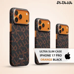 PITAKA ULTRA-SLIM CASE FOR IPHONE 17 PRO - ORANGE BLACK