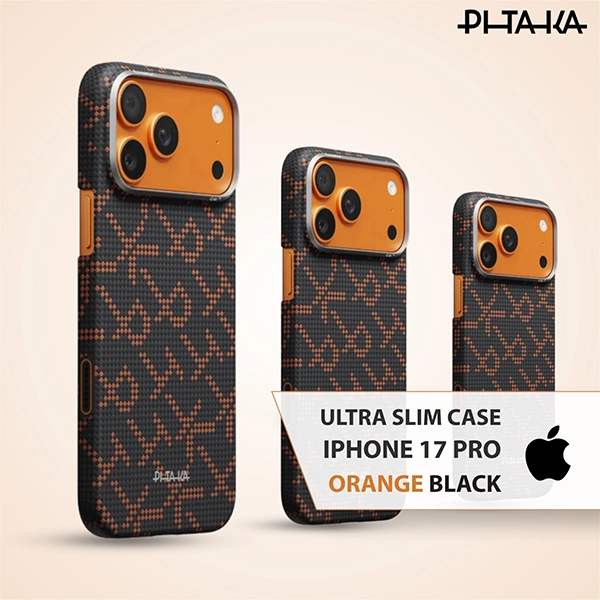 PITAKA ULTRA-SLIM CASE FOR IPHONE 17 PRO - ORANGE BLACK