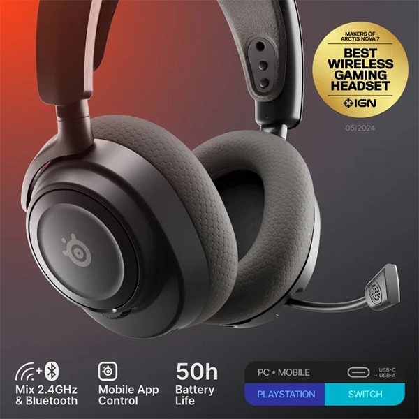 STEELSERIES ARCTIS NOVA 7 WIRELESS GEN 2 GAMING HEADSET - BLACK - Image 2