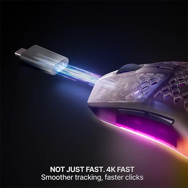 STEELSERIES AEROX 3 WIRELESS GEN 2 RGB GAMING MOUSE - SHADOW BLACK - Image 5