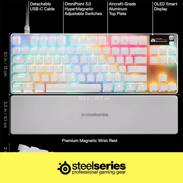STEELSERIES APEX PRO TKL GEN 3 RGB GAMING KEYBOARD - WHITE - Image 2